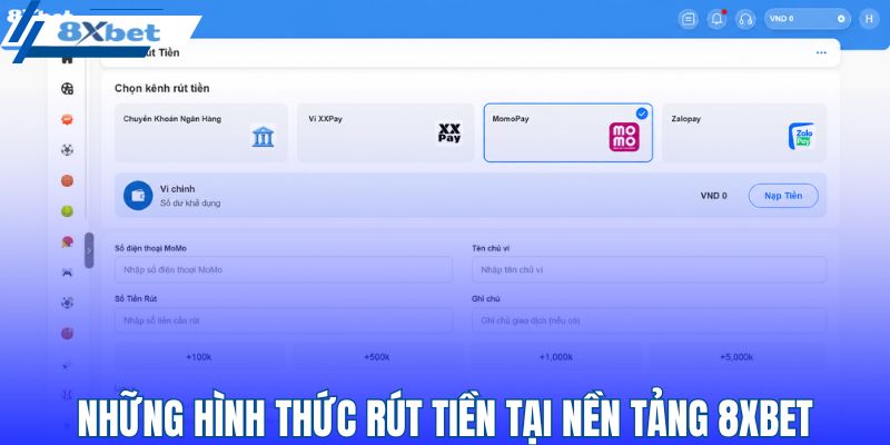 Những hình thức rút tiền tại nền tảng 8XBET
