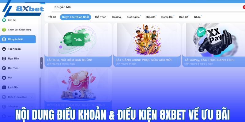 Nội dung điều khoản & điều kiện 8XBET về ưu đãi